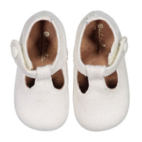 Papanatas Cream Cord Baby T-straps