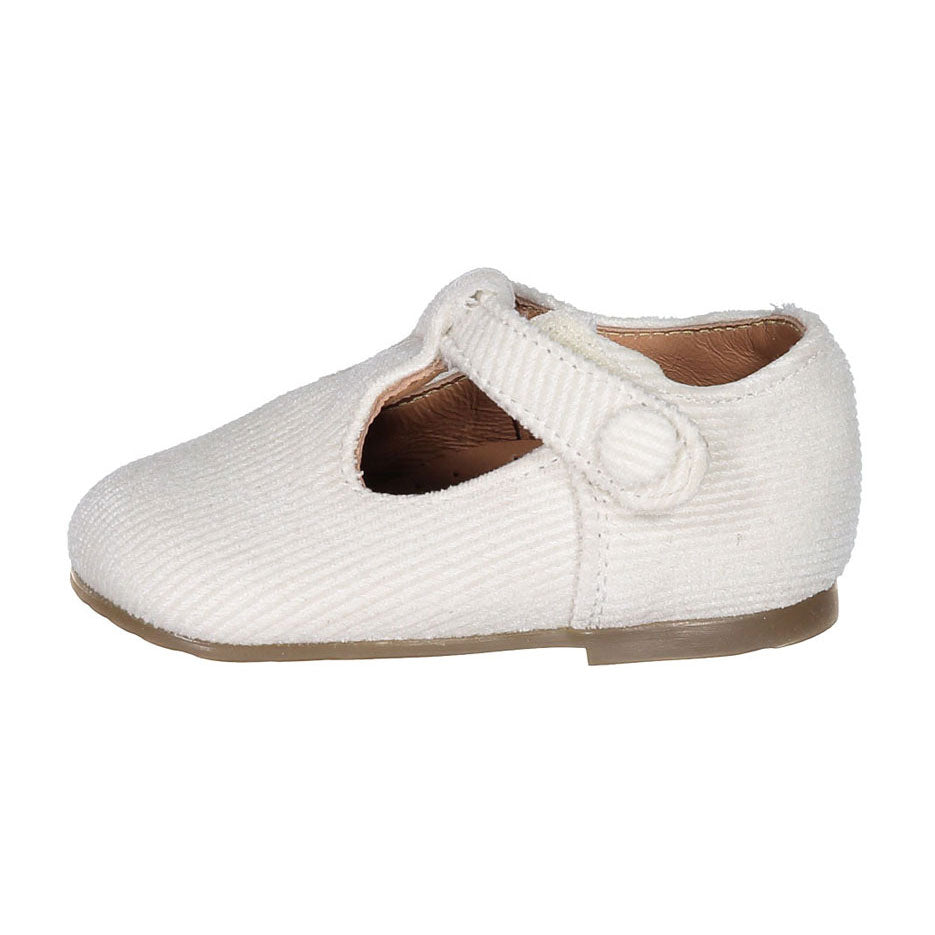 Papanatas Cream Cord Baby T-straps