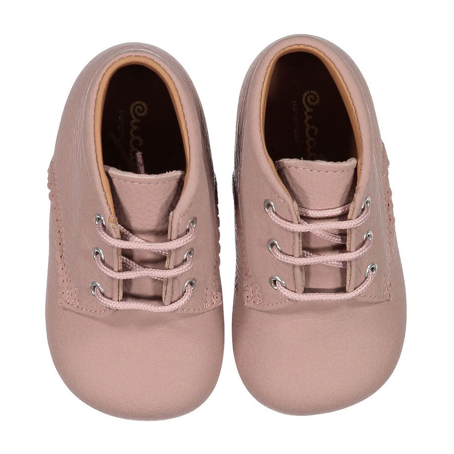 Papanatas Nude Leather Baby Laces Shoe