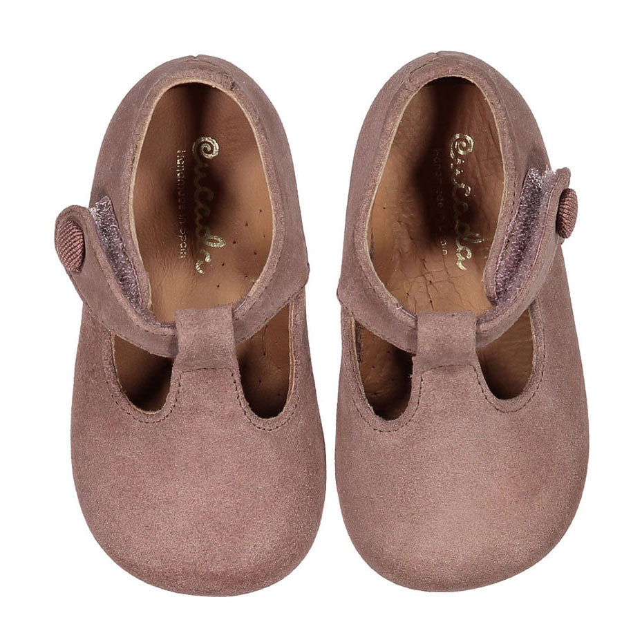 Papanatas Rose Suede Baby T-straps
