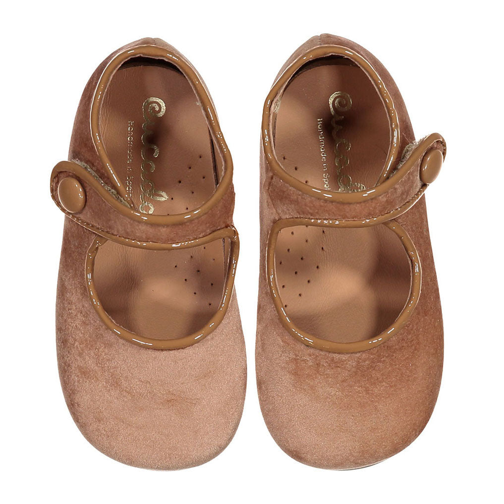 Papanatas Nude Velvet Buckle Baby Shoe