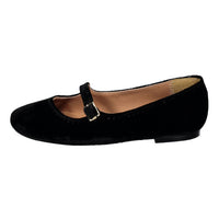 Papanatas Black Suede Front Buckle Shoe