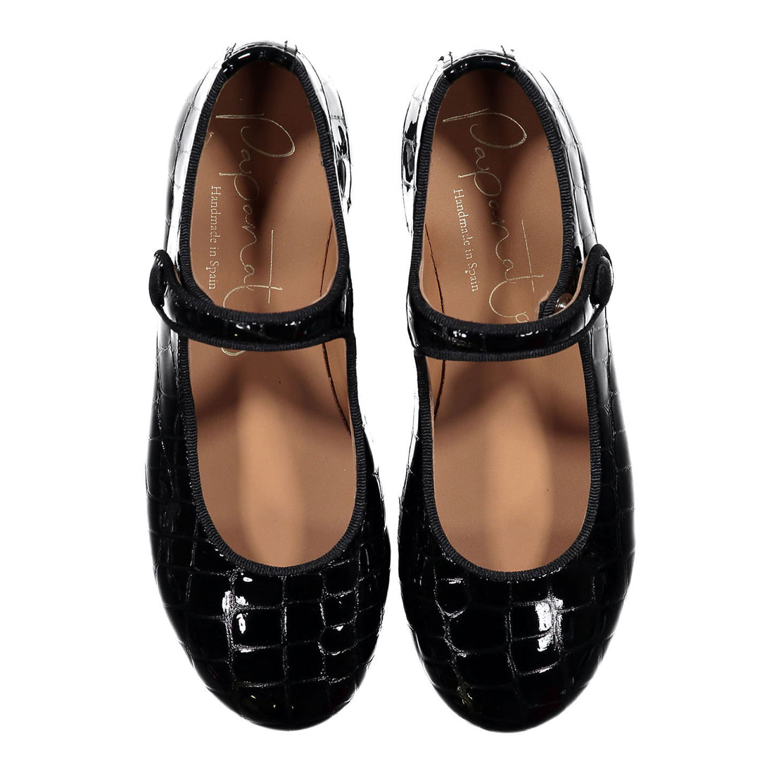 Papanatas Black Croc Classic Mary Janes