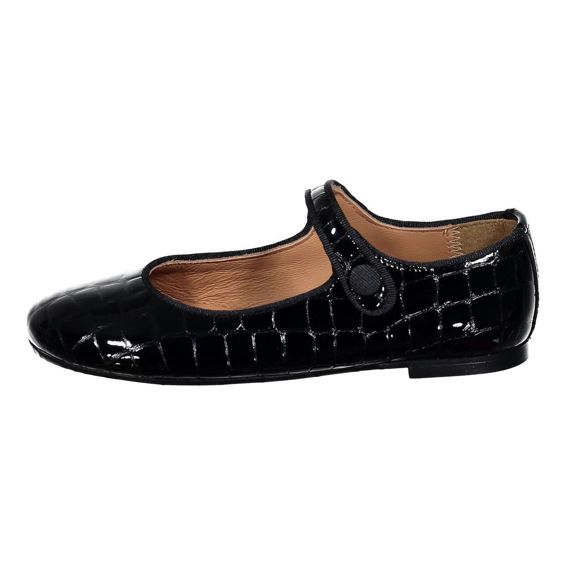 Papanatas Black Croc Classic Mary Janes