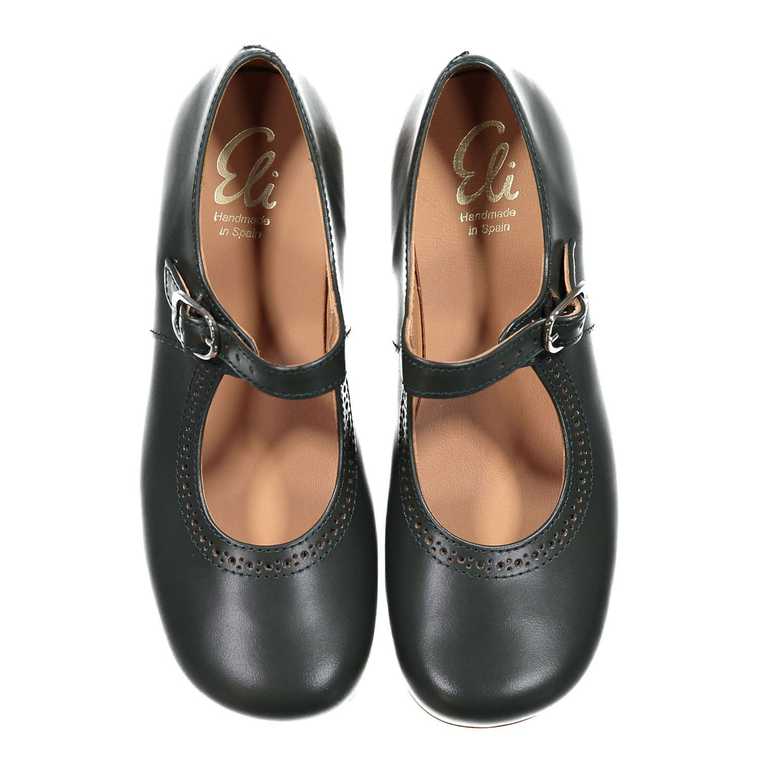 Papanatas Forest Green Old School Buckle Mary Janes