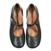 Papanatas Forest Green Old School Buckle Mary Janes