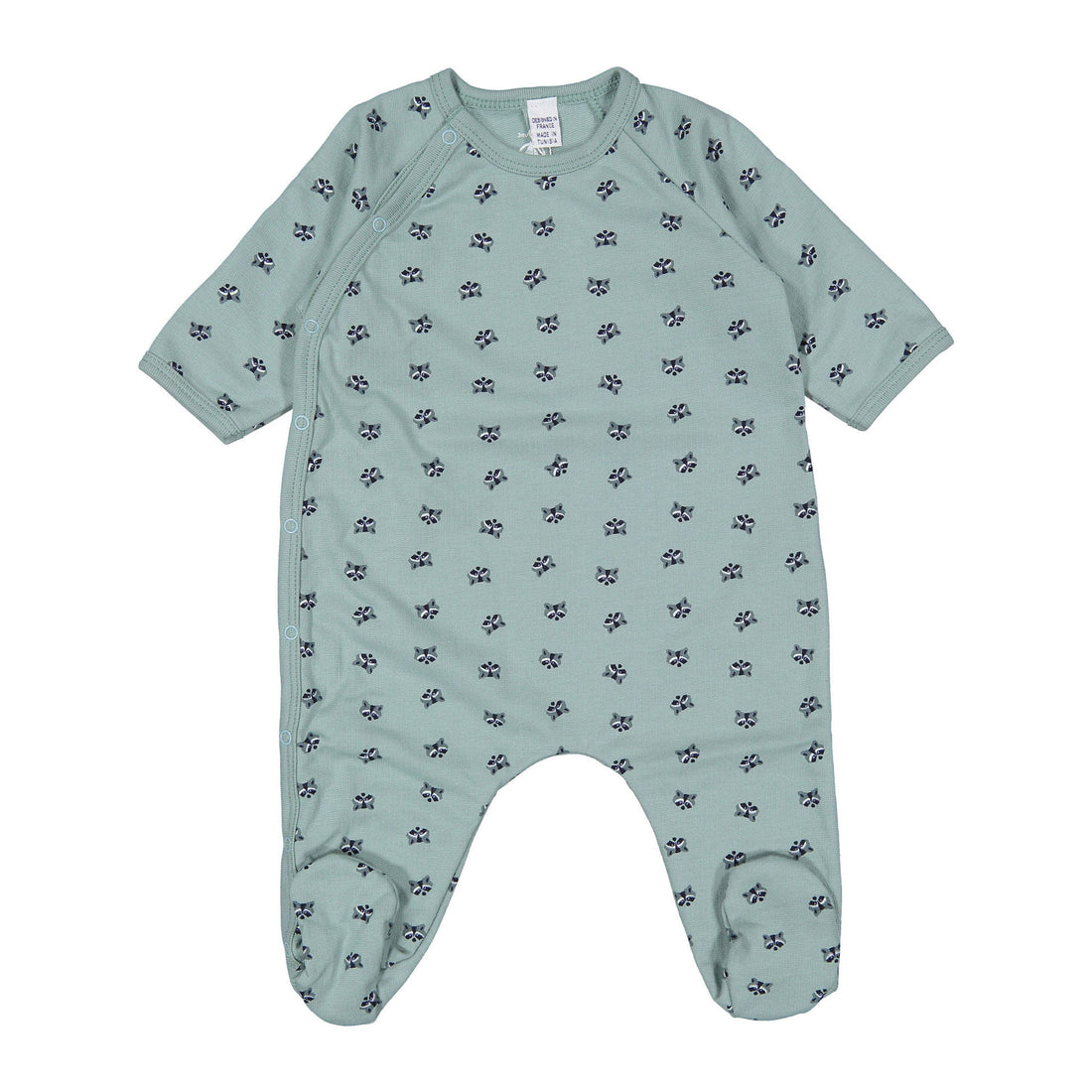 Petit Bateau Green Side Snap Printed Footie