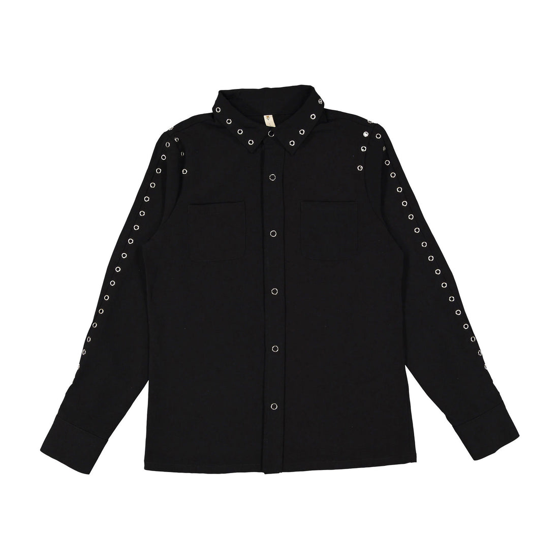 Ava and Lu Black Grommet Blouse