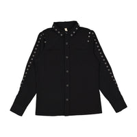 Ava and Lu Black Grommet Blouse