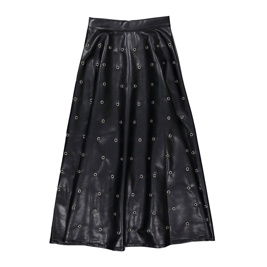 Ava and Lu Black Grommet Leather Skirt