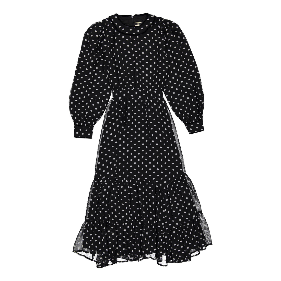 A4 Black Tiered Polka Dot Dress