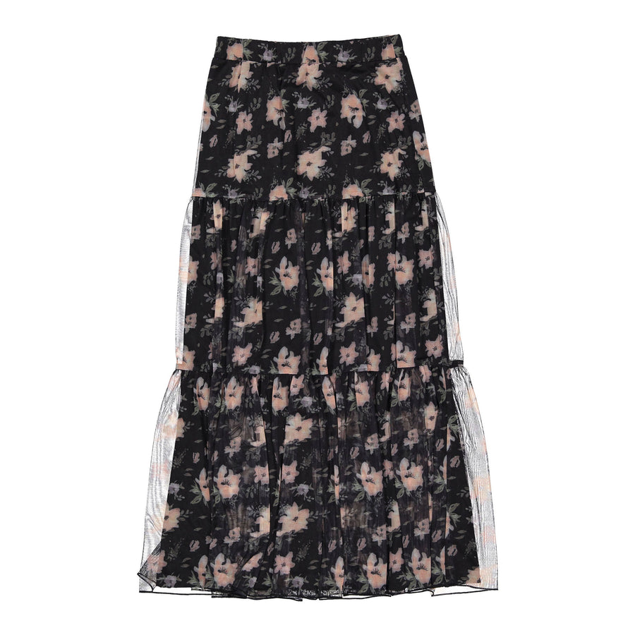 and tmrw Mesh Floral Tiered Skirt
