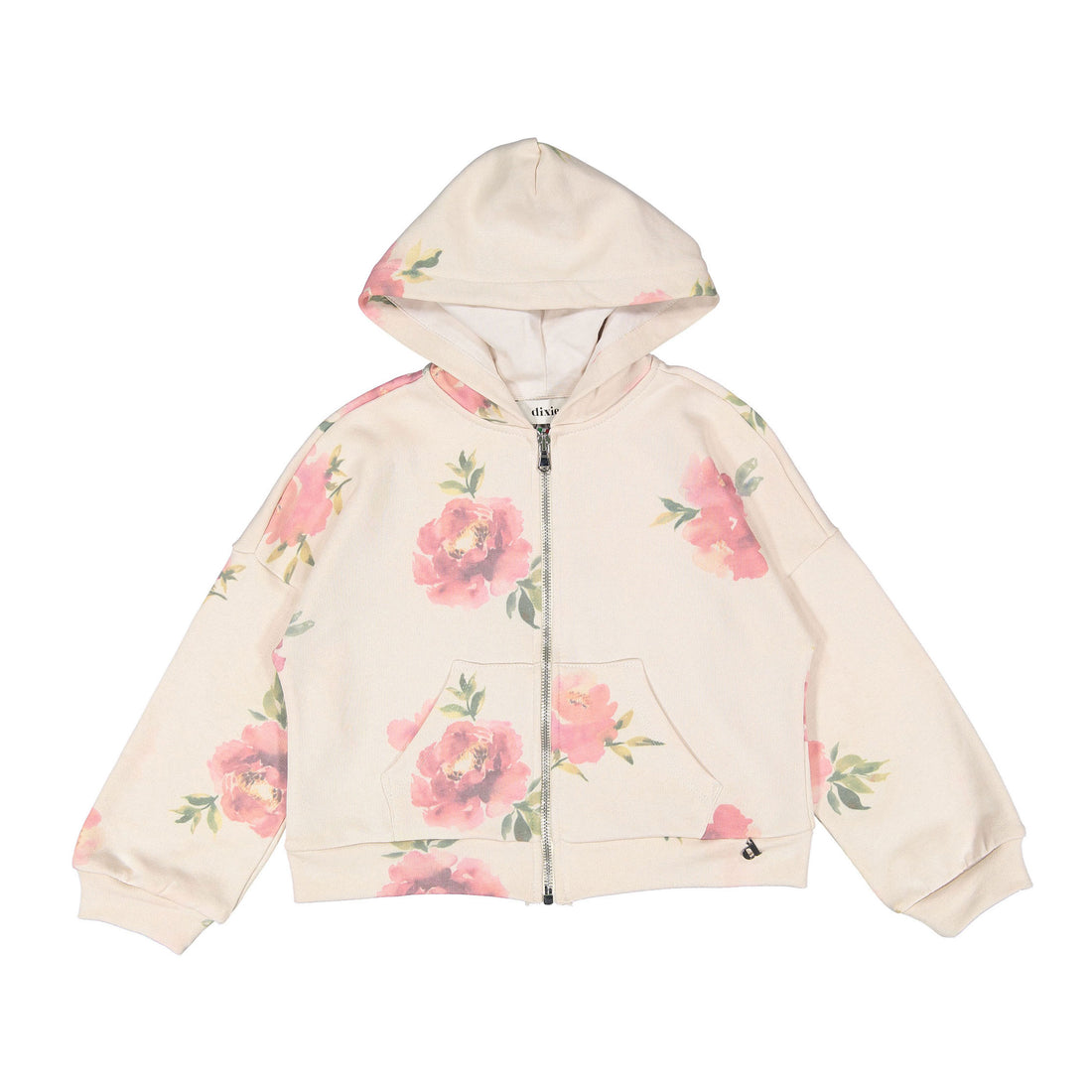 Dixie Cream Rose Print  Zip Up