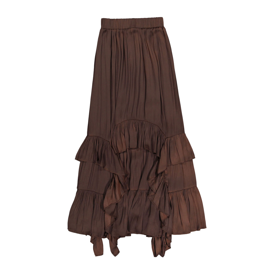 ROWE Brown Satin Flowy Skirt
