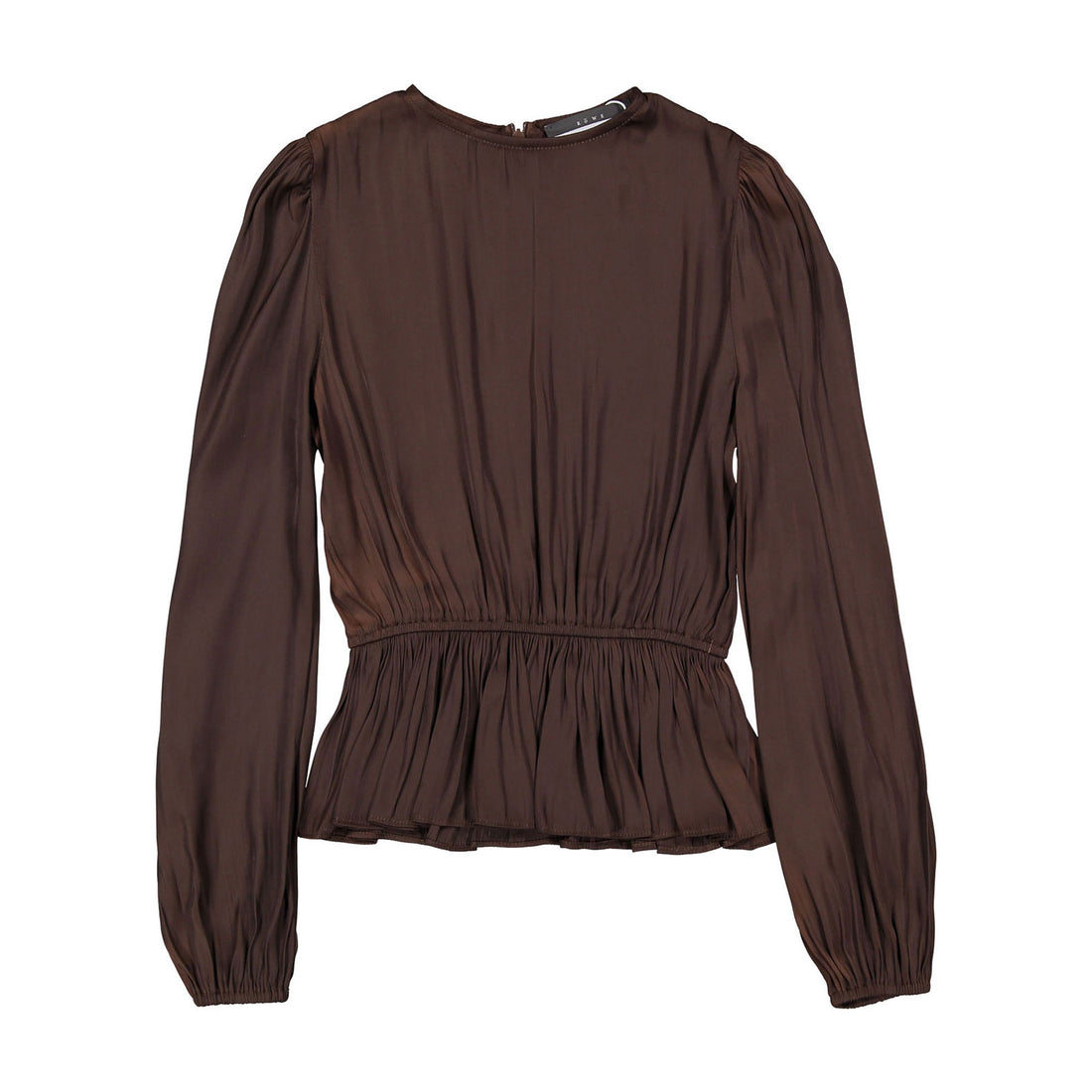 ROWE Brown Satin Peplum Top