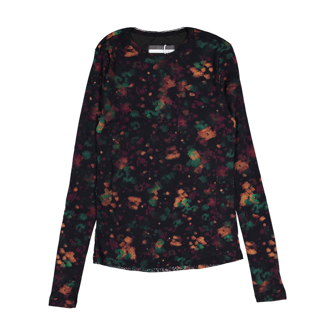 ROWE Mesh Dark Floral Mock Neck