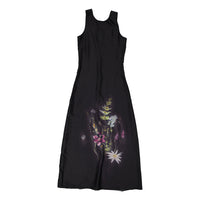 ROWE Black Knit Overlay Floral Printed Slip Dress