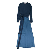 ROWE Blue  Dress with Knit Overlay