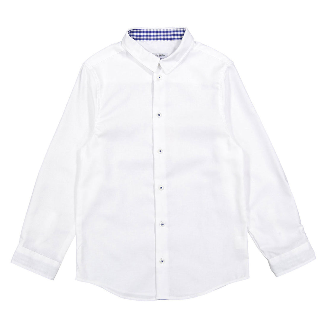 Boys and Arrows White Long Sleeve With Blue Gingham Collar