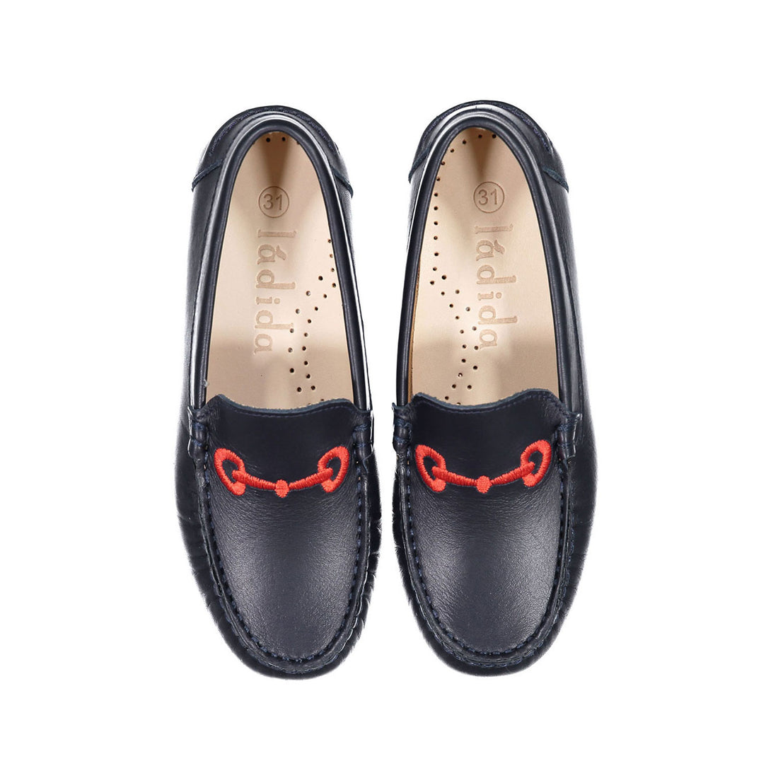 Ladida Shoes Blue Embroidered Buckle Loafer