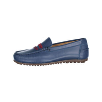 Ladida Shoes Blue Car Embroidered Leather Loafer