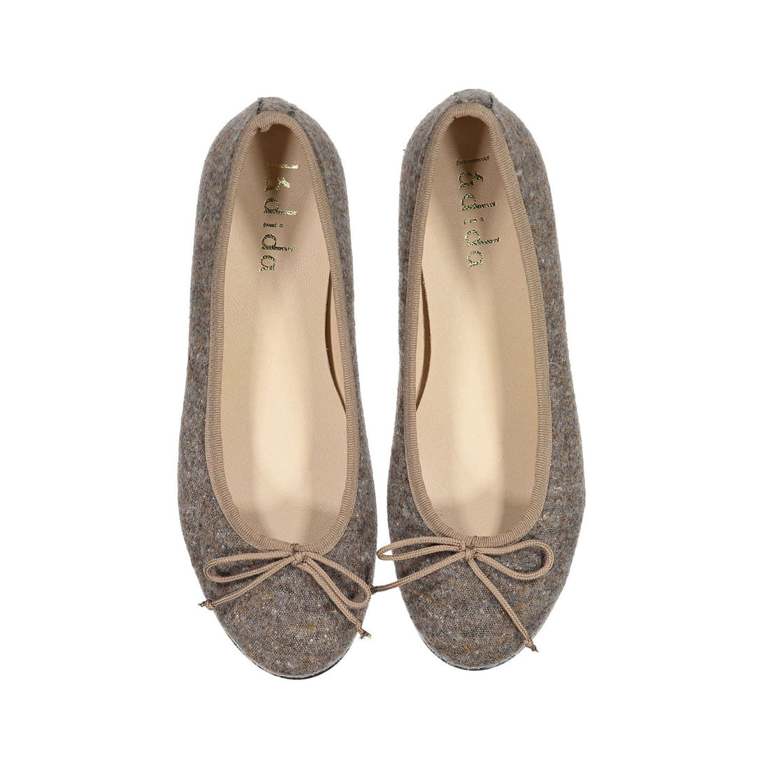Ladida Shoes Brown Wool Speckled Ballet Flats