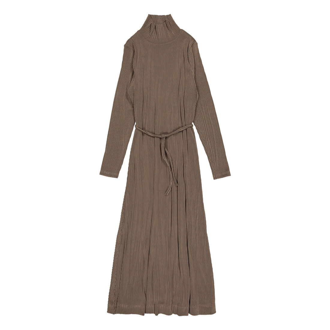 and tmrw Brown Ribbed Turtleneck Dress