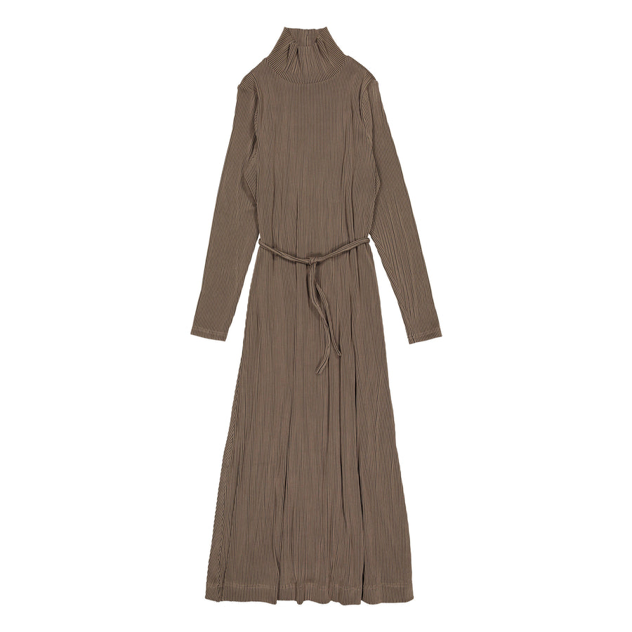 and tmrw Brown Ribbed Turtleneck Dress