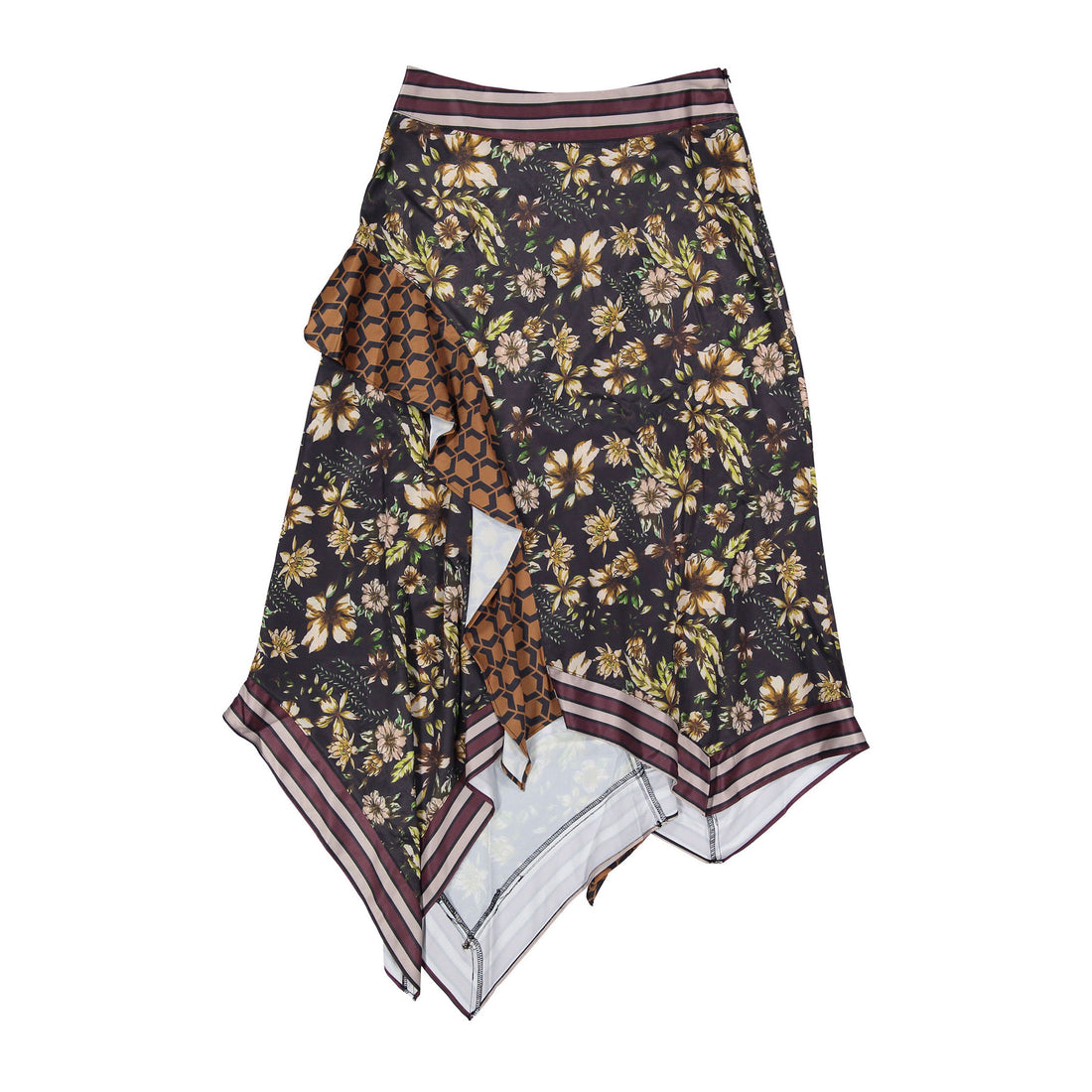 and tmrw Black Asymmetrical Floral Skirt