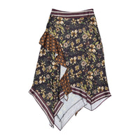 and tmrw Black Asymmetrical Floral Skirt