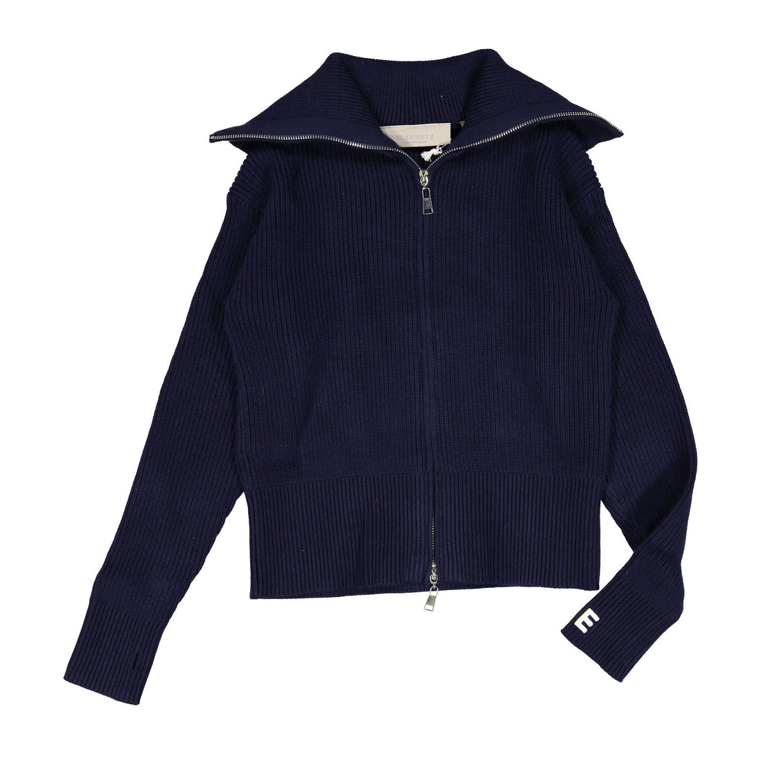 Elements Navy Knit Zip Up Sweater