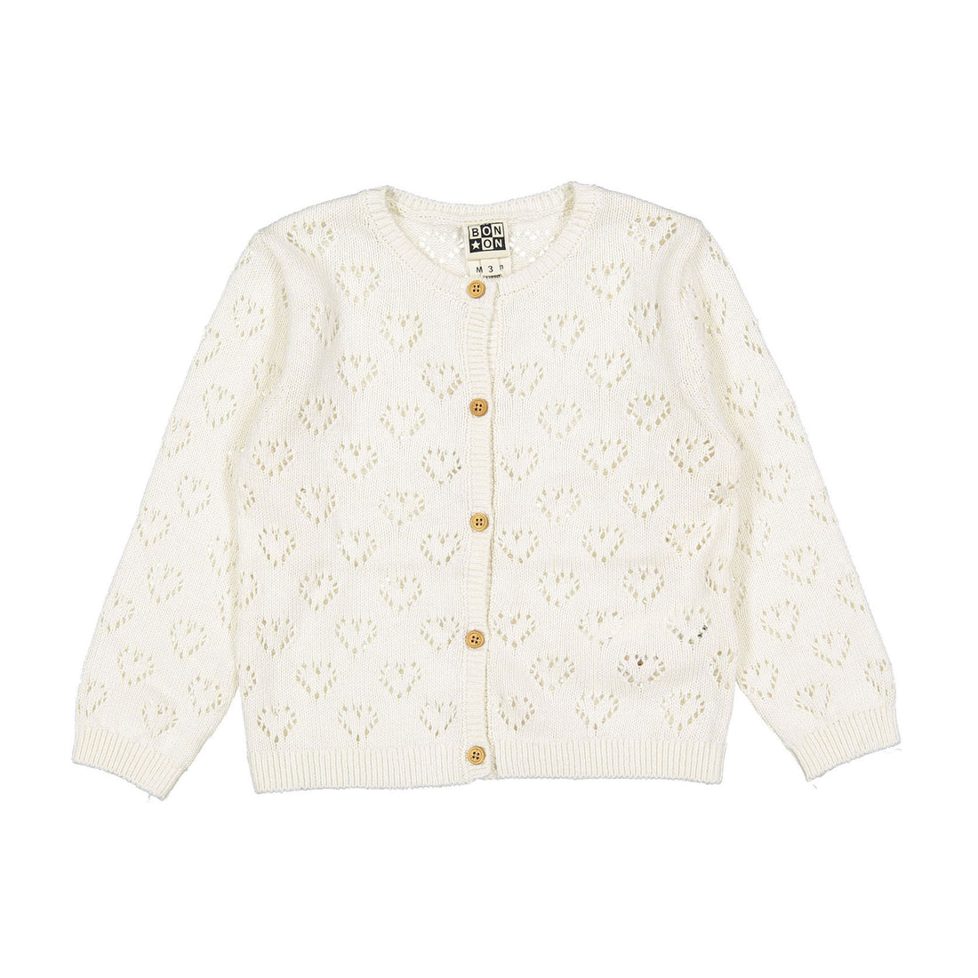 Bonton Cream Coeurs Point Cardigan