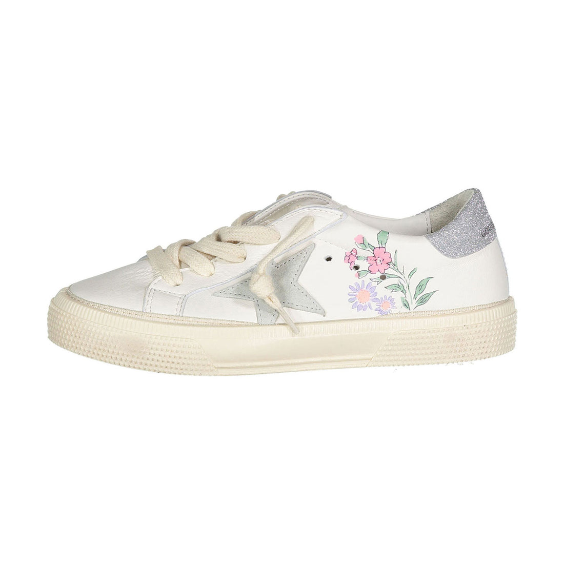 Golden Goose White/Silver May Nappa  Sneaker