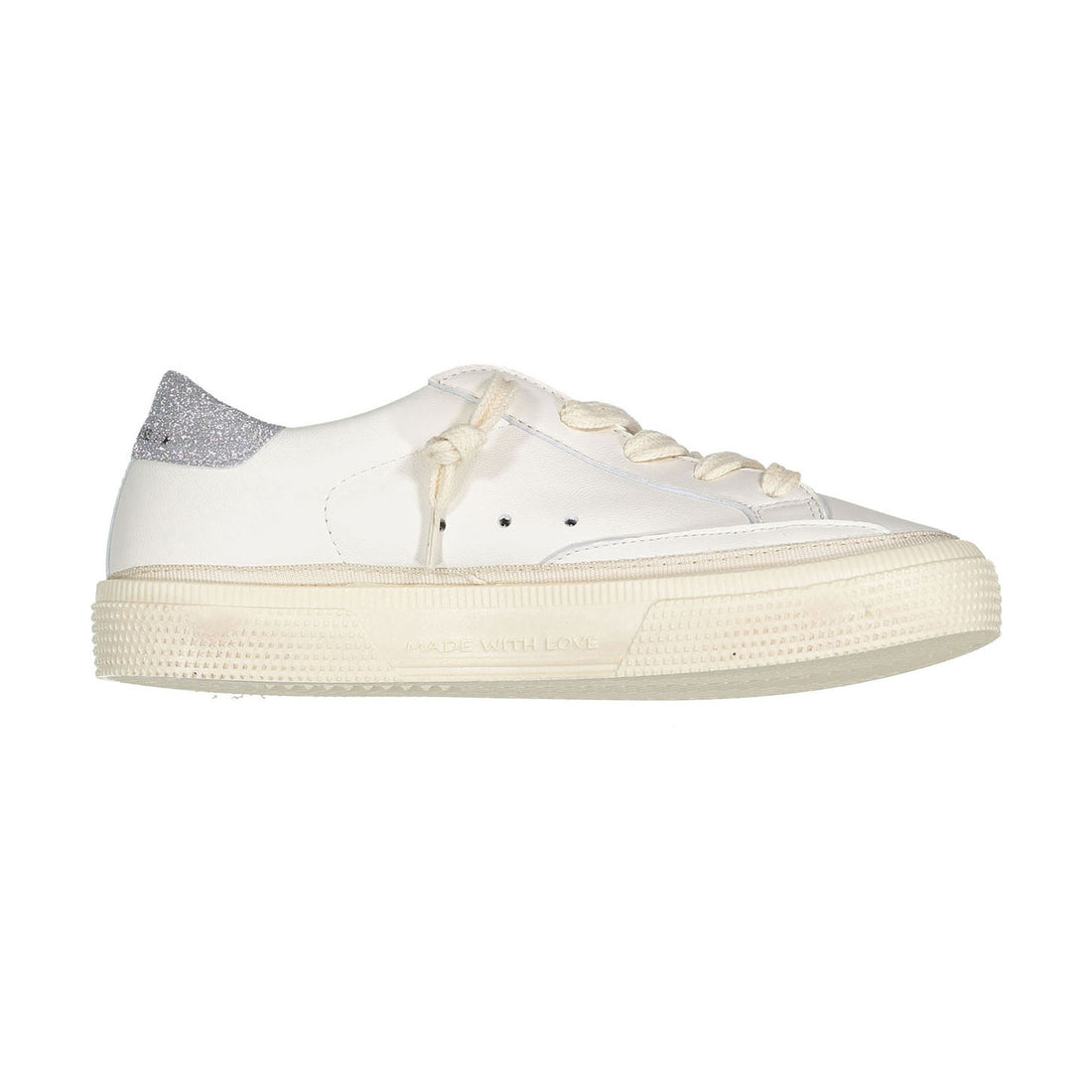 Golden Goose White/Silver May Nappa  Sneaker