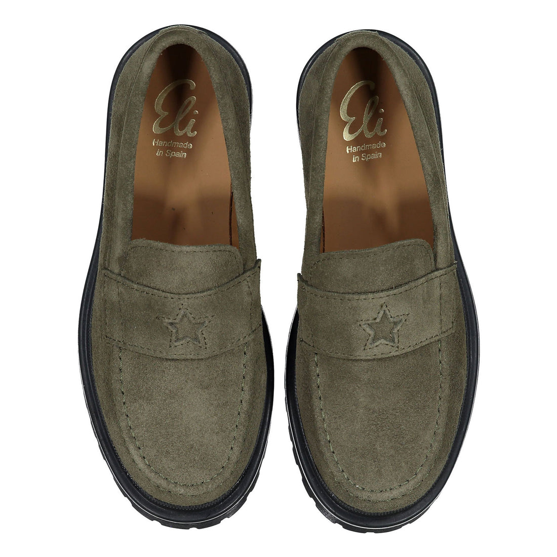 Papanatas Olive Suede Star Chunky Loafer