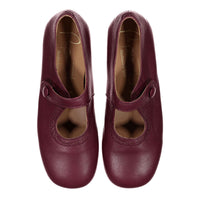Papanatas Bordeaux Front Button Mary Janes