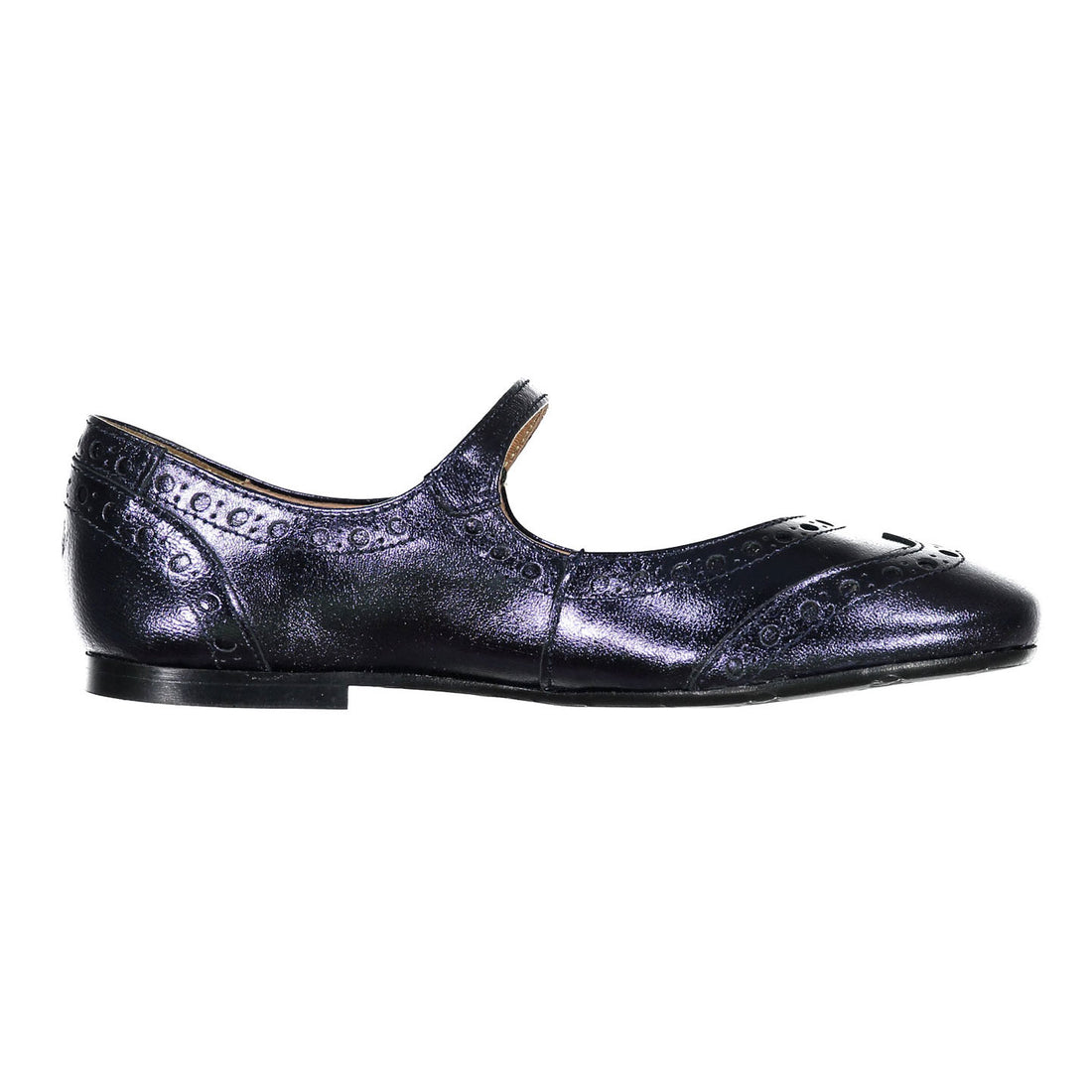 Papanatas Navy Metallic Wingtip Mary Janes