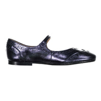 Papanatas Navy Metallic Wingtip Mary Janes