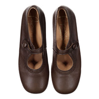 Papanatas Mocha Front Button Mary Janes