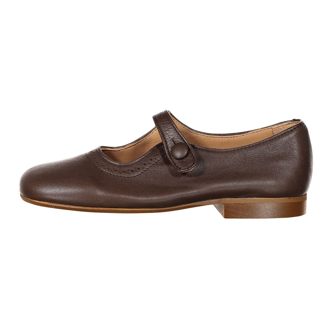 Papanatas Mocha Front Button Mary Janes