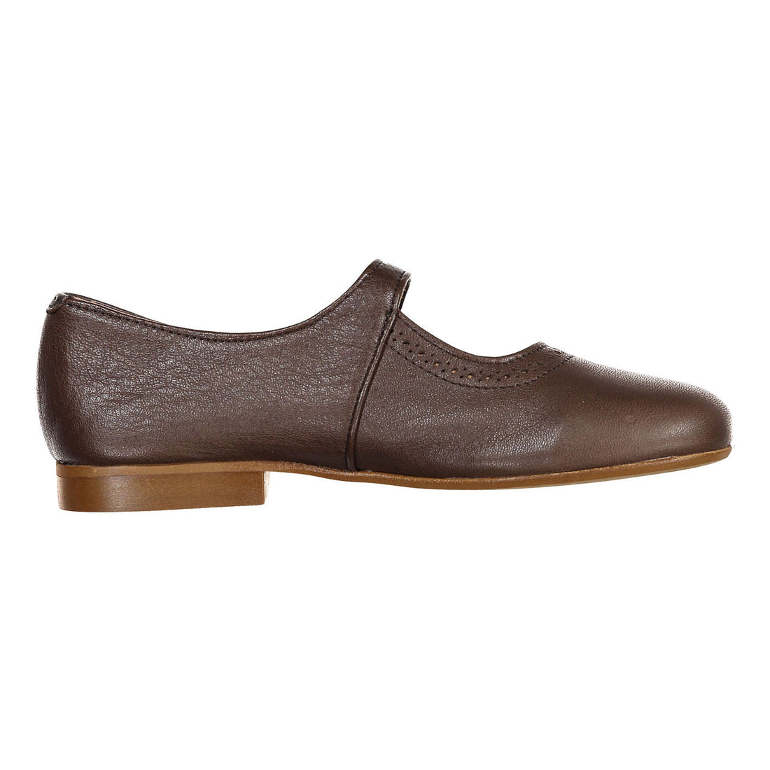 Papanatas Mocha Front Button Mary Janes