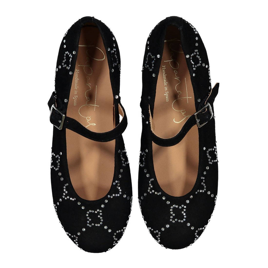 Papanatas Black Rhinestone Design Mary Janes