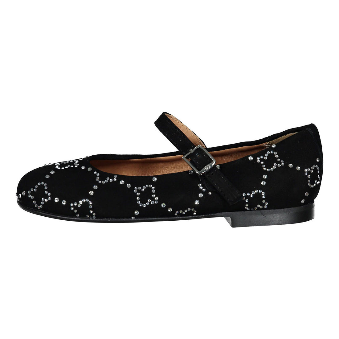 Papanatas Black Rhinestone Design Mary Janes