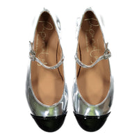 Papanatas Silver/Black Mary Janes