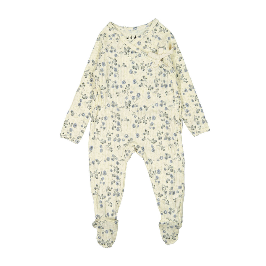 Ladida Layette Blue Floralese Wrap Style Footies