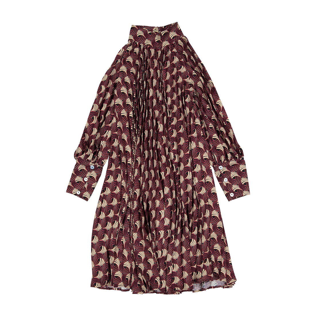 Christina Rohde Red Printed Mock Neck Dress