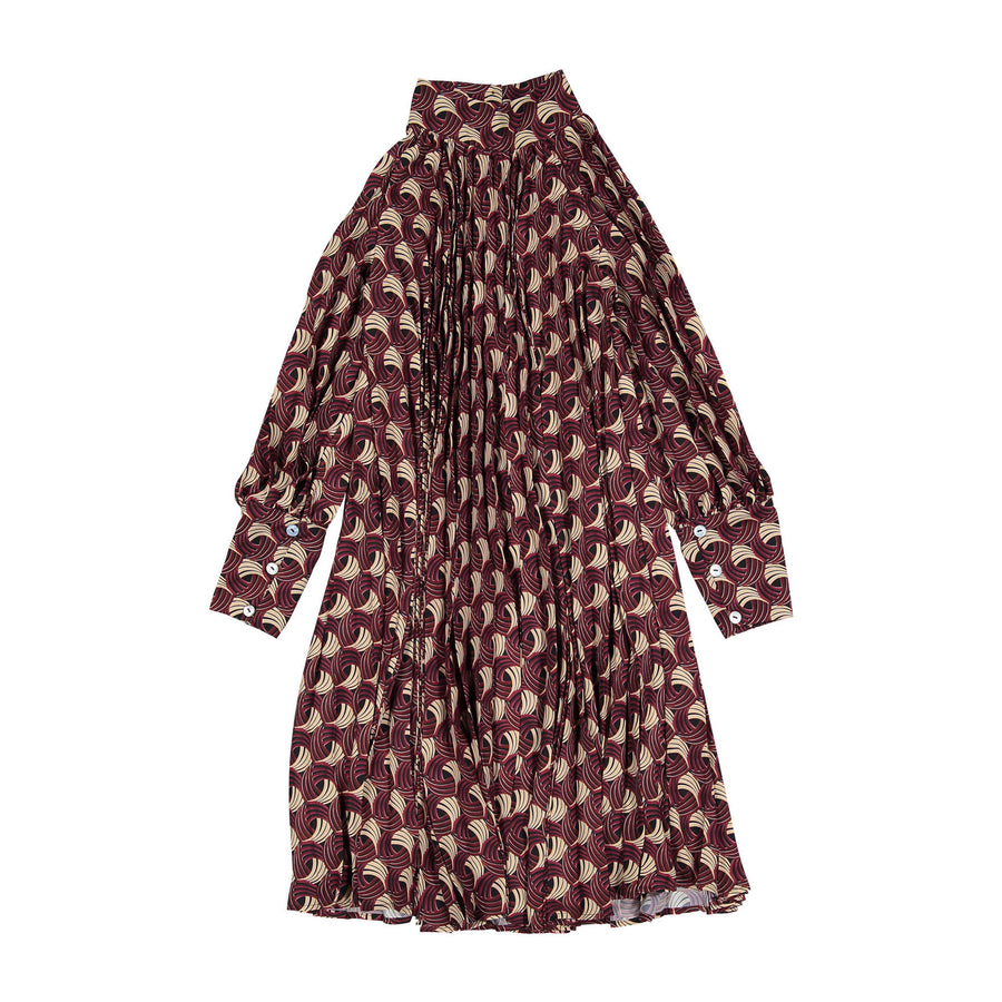 Christina Rohde Red Printed Mock Neck Dress – Ladida