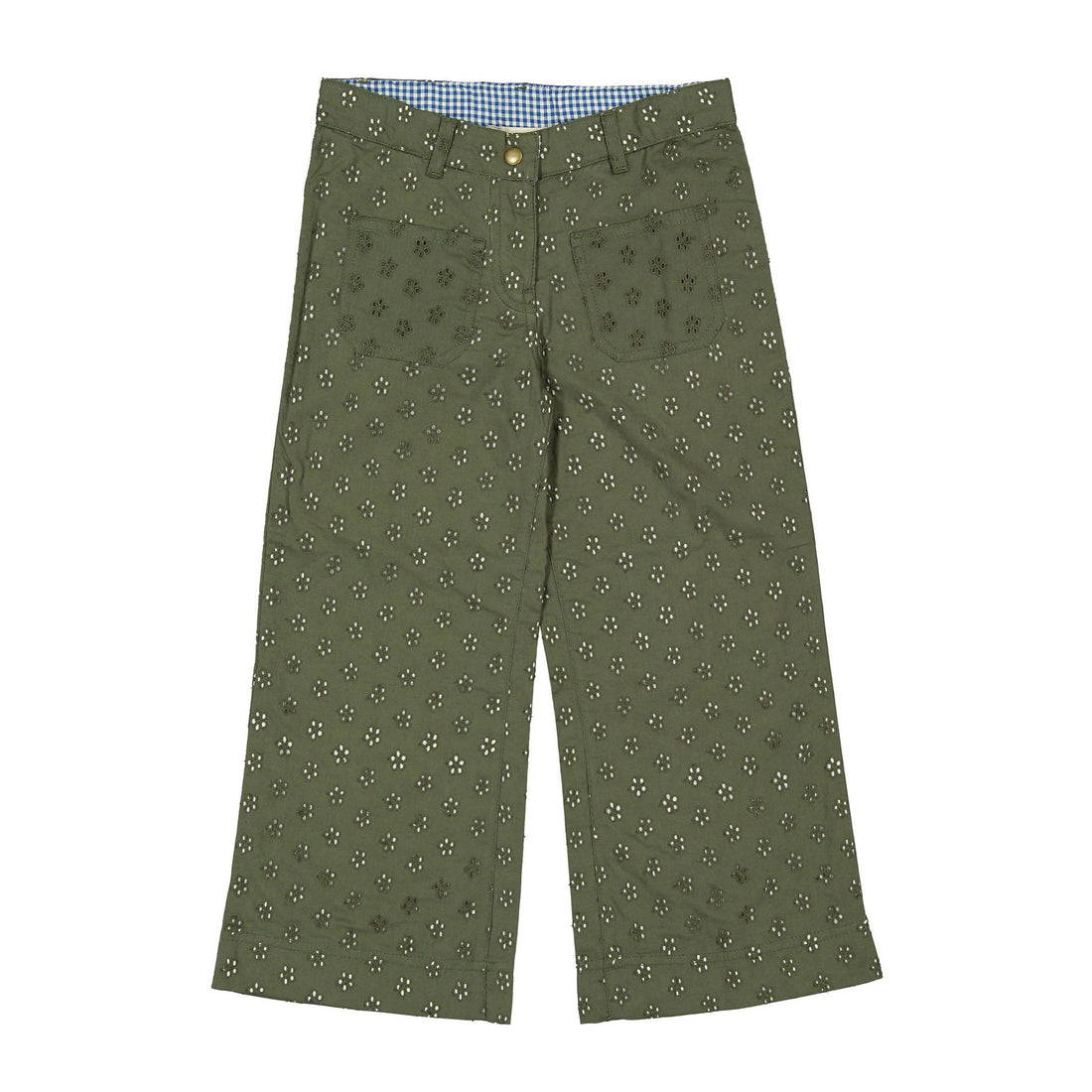 Bonjour Kaki Green Broderie Anglaise Pants