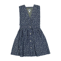 Bonjour Blue Denim Flower Print Apron Dress