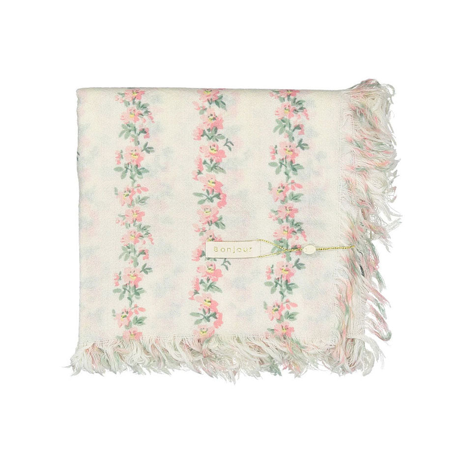 Bonjour Flower Print Wool Shawl